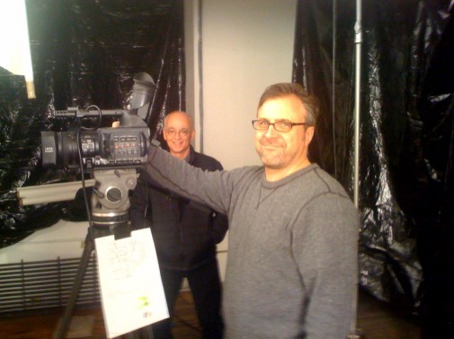 Film crew with equipment